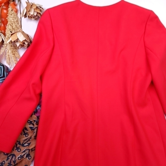 Classique Entiers Pink Red Long Jacket Coat Sz L - Picture 7 of 14